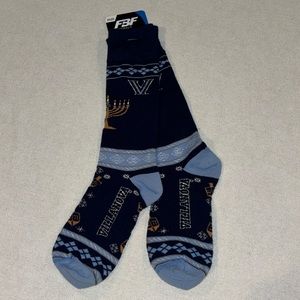 Villanova unisex navy Hanukkah crew socks O/S